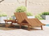 Sun lounger Folding with Cushion 2 pcs Brown Solid Teak Wood 42008013