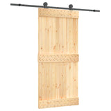 Sliding Door Natural and Black 95 x 210 cm Solid Pine Wood 3444990