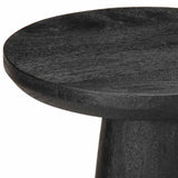 ZNTS Side Table Black Ø30x60 cm Solid Wood Mango 4017541