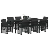 Garden Dining Set 9 pcs Black Poly Rattan 3380624