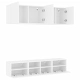 5 Piece TV Wall Units White Engineered Wood 3216511