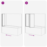 Shower Screen Folding Black 120 x 2 x 117 cm Aluminium and PP 42009754