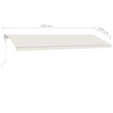 ZNTS Manual Retractable Awning with LED 600x350 cm Cream 3069682