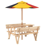 Picnic Table for 4 Kids with Umbrella Solid Wood Fir 3281617