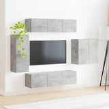 TV Wall Cabinet Set Wall-mounted 6 pcs Concrete Grey 3408946