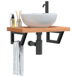 Basin Shelf Wall Mounted Steel and Solid Wood Beech 3302379