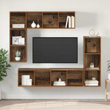 TV Cabinet Set Wall-mounted 4 pcs Old Wood Engineered Wood 3393222