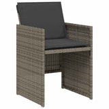 3 Piece Bistro Set with Cushions Grey Poly Rattan 365064