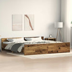 Bed Frame with Headboard Old wood 200 x 200 cm Engineered wood 3329303