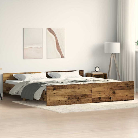 Bed Frame with Headboard Old wood 200 x 200 cm Engineered wood 3329303