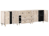 Sideboard 3 pcs White 60 x 33.5 x 75 cm Solid Mango Wood 3310113