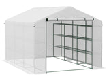8 x 6ft Walk-In Greenhouse, with Shelves - White T3398P322097
