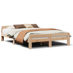 ZNTS Bed Frame without Mattress 140x190 cm Solid Wood Pine 855484