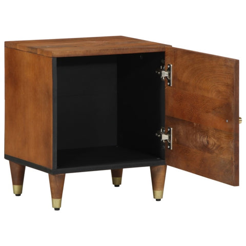 ZNTS Bedside Tables Honey brown with gold accents Solid Wood Medium 4018732