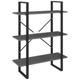 3-Tier Book Cabinet Grey 80x30x105 cm Solid Pine Wood 806534