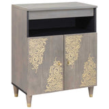 Sideboard Grey and Gold 60 x 33 x 75 cm Solid Mango Wood 4018797