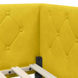 Corner Bed Frame with Headboard Yellow 90 x 190 cm Velvet 42016529