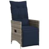 Reclining Garden Chairs 2 pcs with Cushions Grey Poly Rattan 365670
