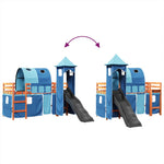 Kids' Loft Bed with Tower Blue 80x200 cm Solid Wood Pine 3309153