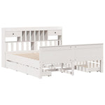 ZNTS Bookcase Bed without Mattress White 180x200 cm Super King Solid Wood Pine 3308913