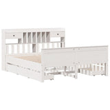 ZNTS Bookcase Bed without Mattress White 180x200 cm Super King Solid Wood Pine 3308913