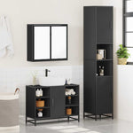 ZNTS 3 Piece Bathroom Furniture Set Black Engineered Wood 3301090