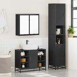 ZNTS 3 Piece Bathroom Furniture Set Black Engineered Wood 3301090