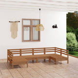 6 Piece Garden Lounge Set Honey Brown Solid Wood Pine 3083397
