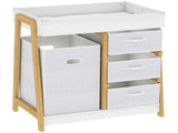 Baby Changing Table, Baby Changing Unit with 3 Drawers, Large Basket and Waterproof Pad for Bedroom T3398P548710