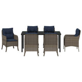 Garden Dining Set with Cushion 7 pcs Grey Poly Rattan 3380194