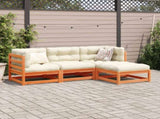 Garden Sofa Set Wax Brown Solid Pine Wood 4 Piece Set Modular 3299378