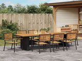 Garden Dining Set 9 pcs Black and Brown Poly Rattan 3365446