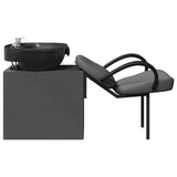 Shampoo Chair Dark Grey and Black 63 x 141 x 92 cm Fabric 42009074