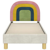 Toddler Bed Frame with Headboard Cream 70 x 140 cm Velvet 42011004
