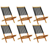 Folding Garden Chairs 6 pcs Black Solid Wood Acacia 3214629