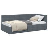 Corner Bed Frame with Headboard Dark grey 100 x 200 cm Velvet 42016399