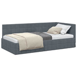 Corner Bed Frame with Headboard Dark grey 90 x 190 cm Velvet 42016379