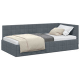 Corner Bed Frame with Headboard Dark Grey 90 cm x 200 cm Velvet 42016389