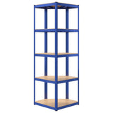 5-Layer Corner Shelf Blue Steel&Engineered Wood 152861