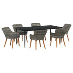 Garden Dining Set with Cushion 7 pcs Grey Poly Rattan 3261682