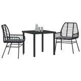 Garden Dining Set 3 pcs Black Poly Rattan 3380855