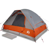 Family Tent Dome 6-Person Grey and Orange Waterproof 94783
