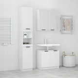 ZNTS 3 Piece Bathroom Cabinet Set High Gloss White Engineered Wood 3115880