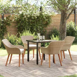 Garden Dining Set with Cushion 5 pcs Beige Poly Rattan 3261699
