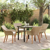 Garden Dining Set with Cushion 5 pcs Beige Poly Rattan 3261699