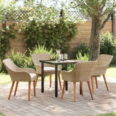 Garden Dining Set with Cushion 5 pcs Beige Poly Rattan 3261699