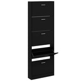 Shoe Cabinet Black 59x17x169 cm Engineered Wood 342512