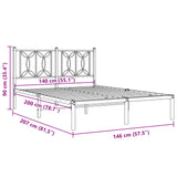 Metal Bed Frame without Mattress with Headboard Black 140x200cm 376129
