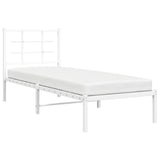 Metal Bed Frame without Mattress with Headboard White 75x190cm 355600