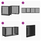 Dog Gate with Door Foldable 4 Panels Black 320 cm Poplar Wood 352259